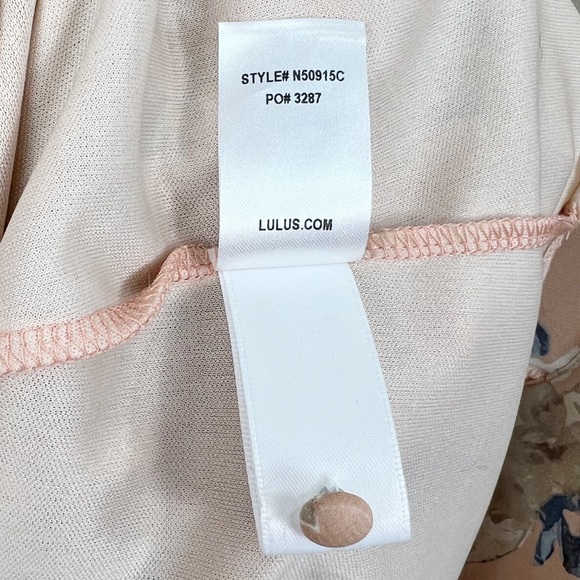 Lulus Blush Chiffon Floral Long Sleeve Shift Mini Dress Medium - Picture 9 of 12